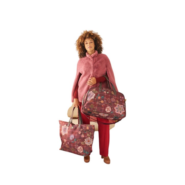 Pip Studio TOVY weekend bag medium flores felices red